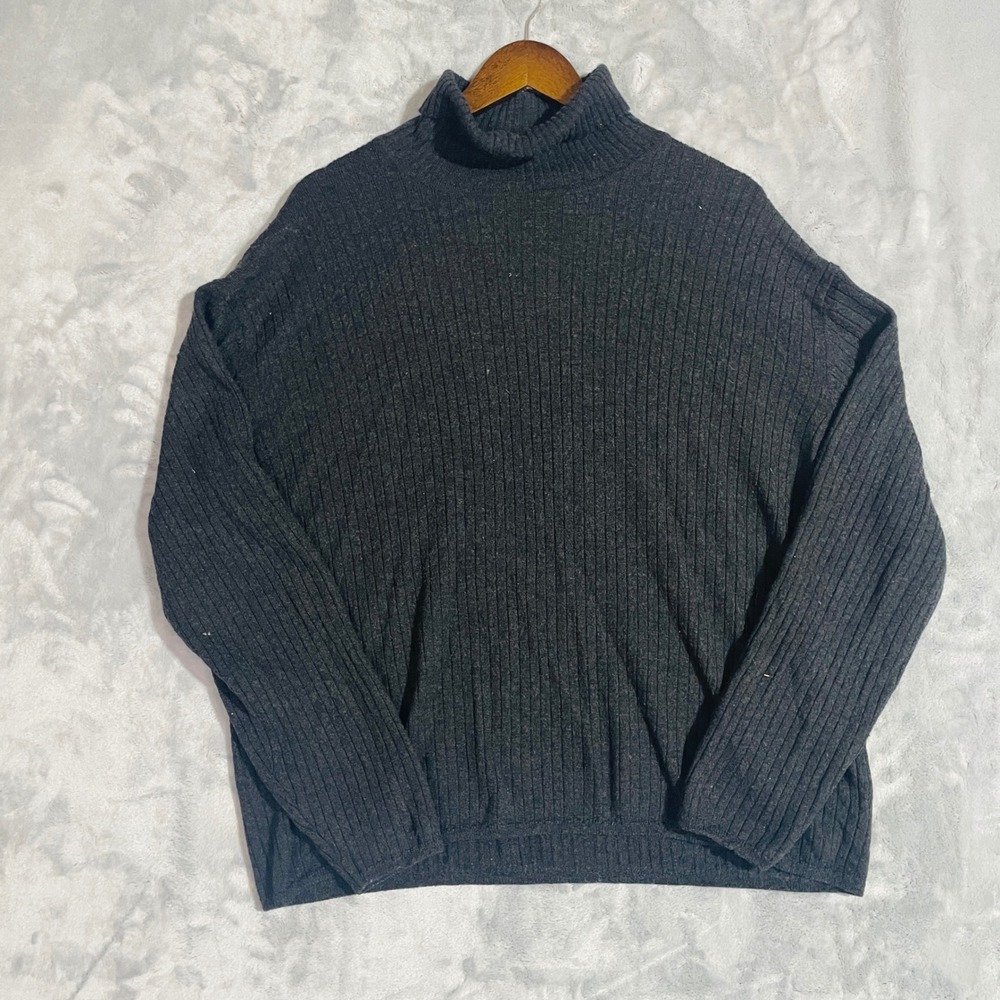 J Ferrar 100% Merino Wool Turtleneck Sweater Mens Large Ribbed Knit